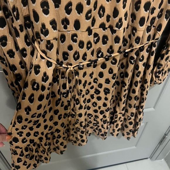 a new day Leopard Print Dress with Puff Sleeve, Ruffle Detail and Tie Waist - Picture 5 of 7